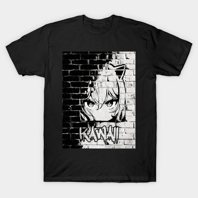 Kawaii Aesthetic Manga Nekomimi Anime Cat Girl Graffiti Art Style T-Shirt by TenchiMasaki